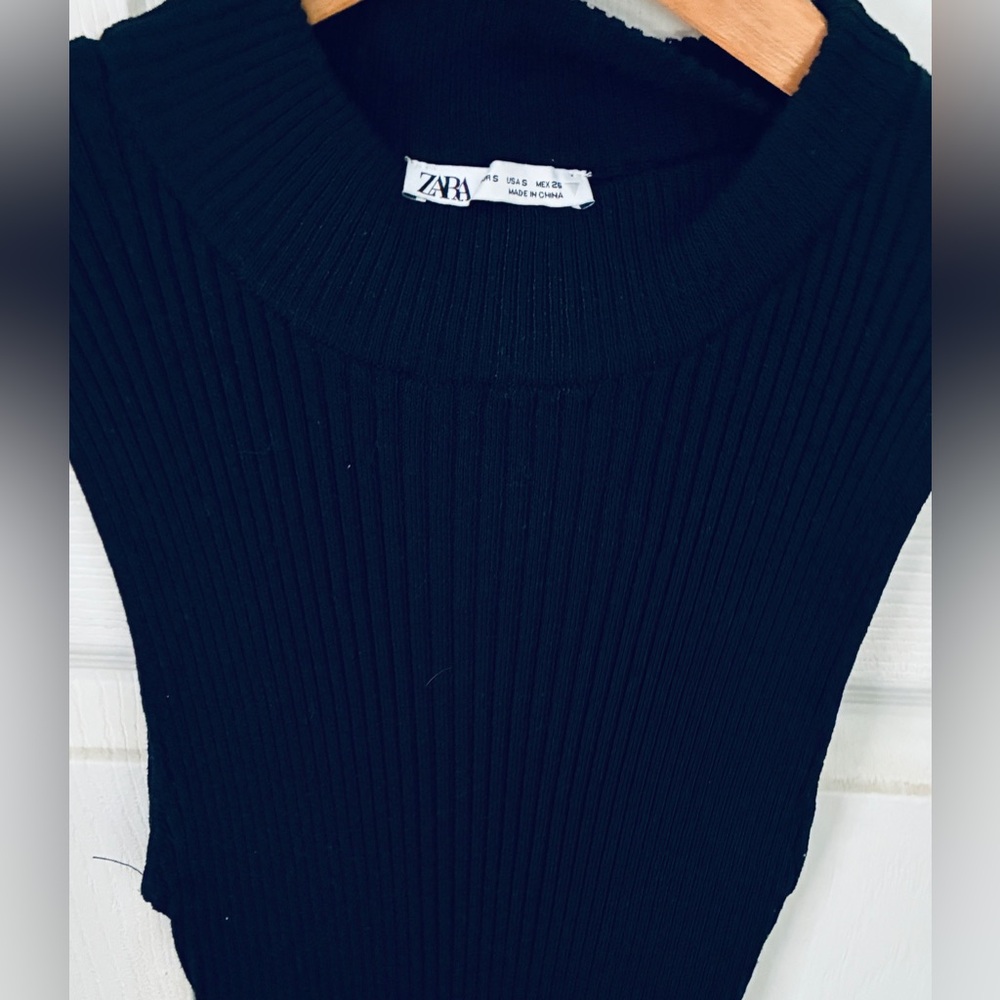 Zara Black Ribbed Knit Long Dress - Picture 2 of 4